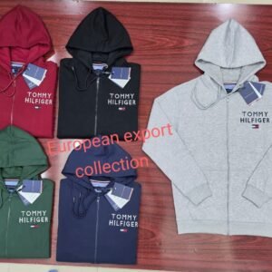 Tommy hoodie Zipper Embroidery Logo Fleece fabrics wholesale